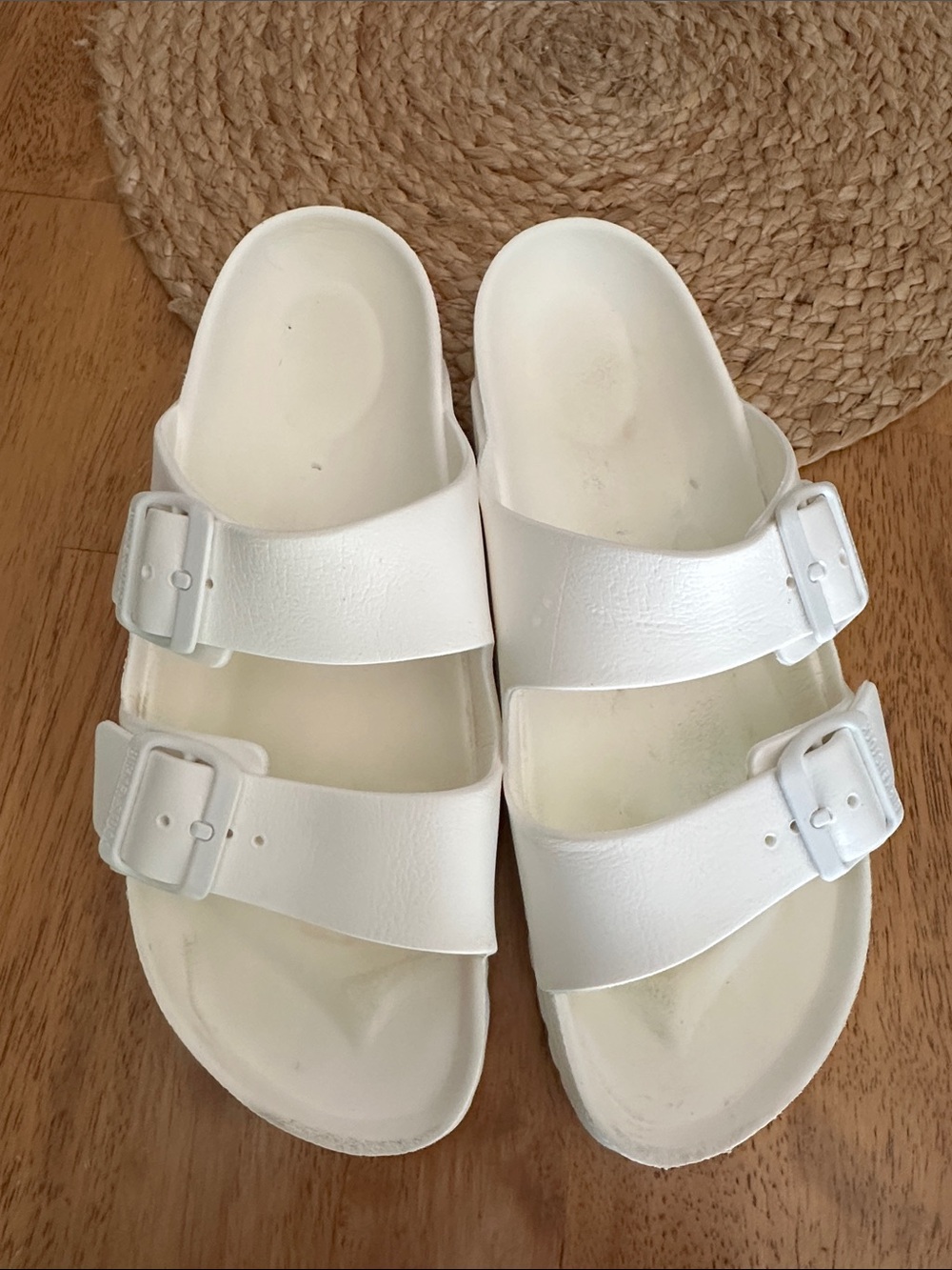 White Birkenstocks White Double-Strap Comfort Sandals